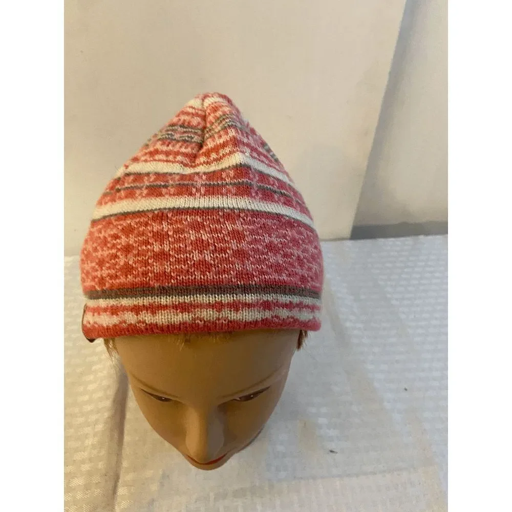 Columbia Beanie knit Hat Pink stripes tassal 7x9